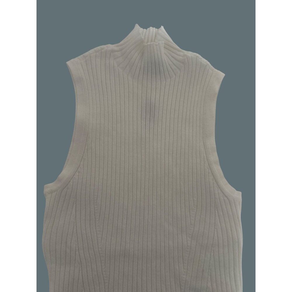 Madewell Tank Sweater White Knit Ribbed Sleeveless Mock Neck Sleeveless Top XXS - Picture 7 of 13
